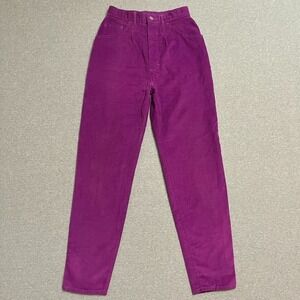 Vintage Lee Jeans Womens 10 Purple Tapered High Rise Pleated Corduroy